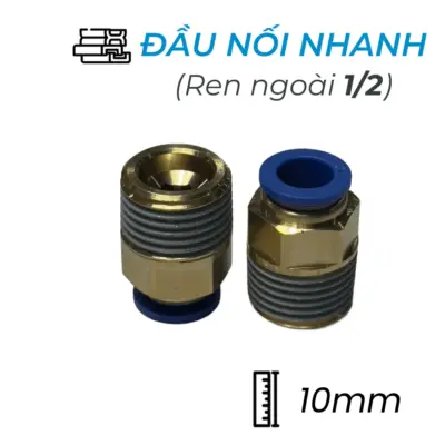Đầu Nối Nhanh Khí Nén Ø10mm – Ren Ngoài 1/2″ CDC MPC 1004 (Màu Xanh)