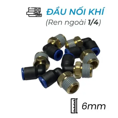 Đầu Nối Nhanh Khí Nén Cong Ø6mm – Ren Ngoài 1/4″ CDC MPL 0602 (Màu Đen)