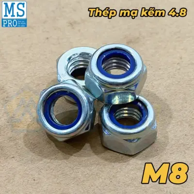Tán Keo Thép Mạ Kẽm Trắng Cr3+ 4.8 DIN985 M8