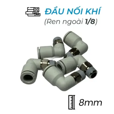 Đầu Nối Nhanh Khí Nén Cong Ø8mm – Ren Ngoài 1/8″ CDC MPL 0801N-W (Màu Trắng)