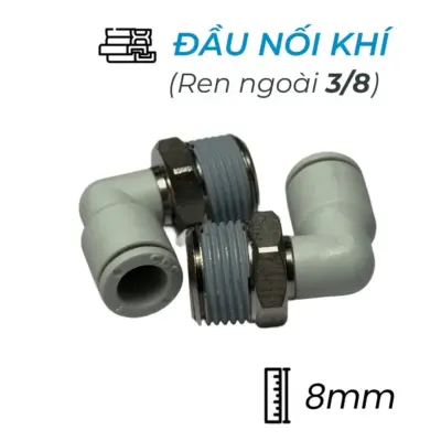 Đầu Nối Nhanh Khí Nén Cong Ø8mm – Ren Ngoài 3/8″ CDC MPL 0803N-W (Màu Trắng)