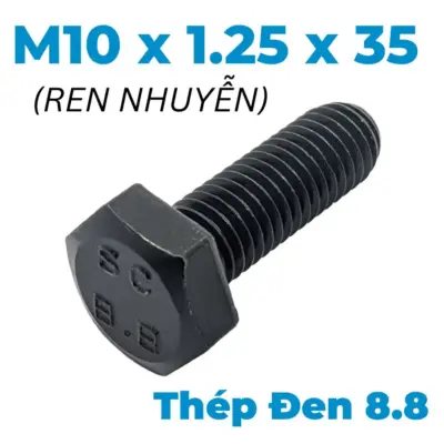 Bulong Thép Đen 8.8 DIN961 M10x1.25×35 Ren Nhuyễn