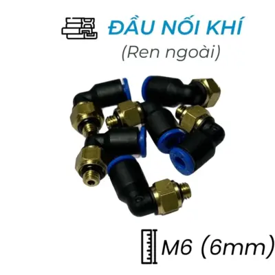 Đầu Nối Nhanh Khí Nén Cong Ø6mm – Ren Ngoài M6 CDC MPL 06M6 (Màu Đen)
