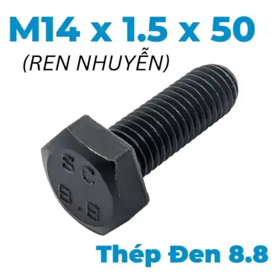 Bulong Thép Đen 8.8 DIN961 M14x1.5×50 Ren Nhuyễn