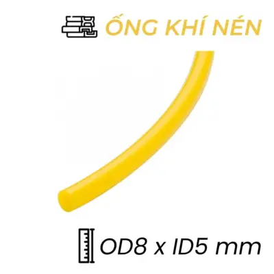 Dây Hơi Khí Nén PU Phi 8 Màu Vàng OD8 x ID5 mm CDC PU 0850 (100m)