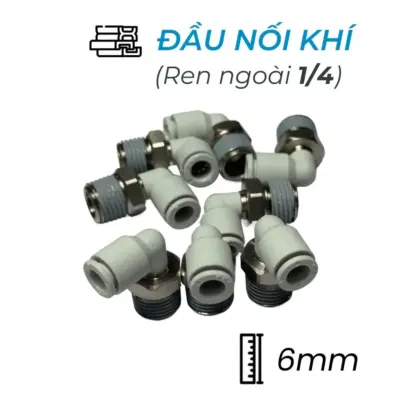 Đầu Nối Nhanh Khí Nén Cong Ø6mm – Ren Ngoài 1/4″ CDC MPL 0602N-W (Màu Trắng)
