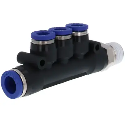 Đầu Nối Nhanh Khí Nén Dạng Chữ T Bốn Nhánh Ren Ngoài Pisco PKD8-6-02SUS