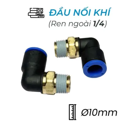 Đầu Nối Nhanh Khí Nén Cong Ø10mm – Ren Ngoài 1/4″ CDC MPL 1002 (Màu Đen)