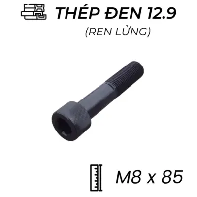 Lục Giác Chìm Đầu Trụ Thép Đen 12.9 DIN912 M8x85 Ren Lửng