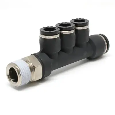 Đầu Nối Nhanh Khí Nén Dạng Chữ T Bốn Nhánh Ren Ngoài Pisco PKD3/8-5/16-N3U