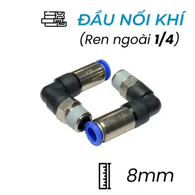 Đầu Nối Nhanh Khí Nén Cong Tự Ngắt Ø8mm – Ren Ngoài 1/4″ CDC SPL 0802 (Màu Đen)