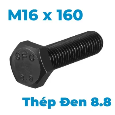 Bulong Thép Đen 8.8 DIN933 M16x160