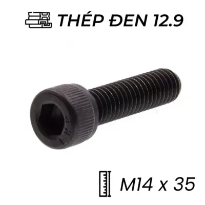 Lục Giác Chìm Đầu Trụ Thép Đen 12.9 DIN912 M14x35