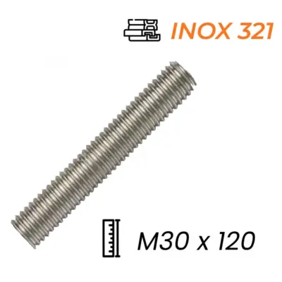 Bulong Inox 321 DIN933 M30x120
