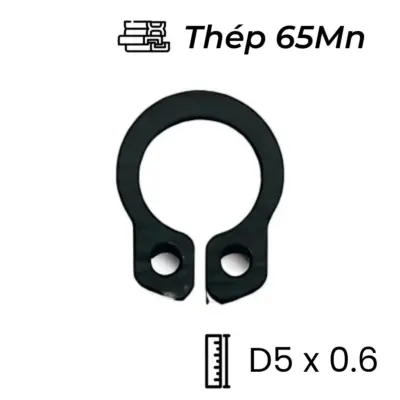 Phe Gài Trục Thép 65Mn DIN471 D5x0.6 (50Cái/Bịch)