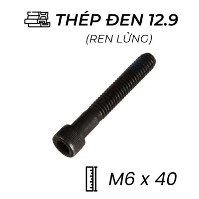 Lục Giác Chìm Đầu Trụ Thép Đen 12.9 DIN912 M6x40 Ren Lửng