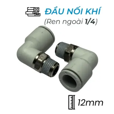 Đầu Nối Nhanh Khí Nén Cong Ø12mm – Ren Ngoài 1/4″ CDC MPL 1202N-W (Màu Trắng)