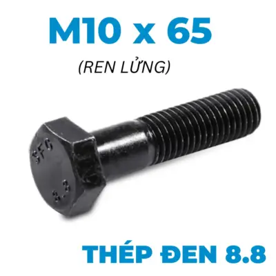 Bulong Thép Đen 8.8 DIN931 M10x65 Ren Lửng