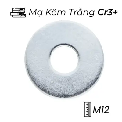 Lông Đền Phẳng Thép Mạ Kẽm Trắng Cr3+ DIN9021 M12