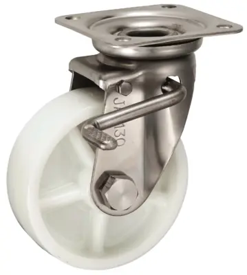 Bánh Xe Nylon Càng Inox Xoay Có Phanh D130 UKAI PJAB-130