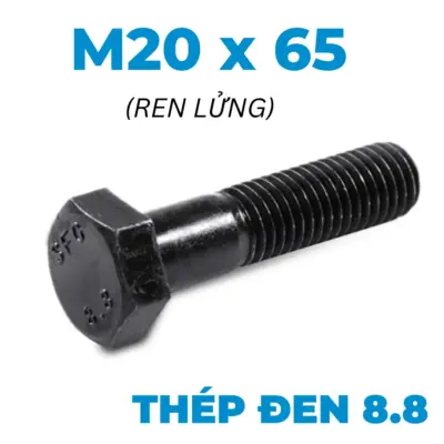 Bulong Thép Đen 8.8 DIN931 M20x65 Ren Lửng
