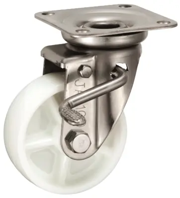 Bánh Xe Nylon Càng Inox Xoay Có Phanh D100 UKAI PJAB-100