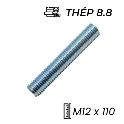 Guzong Thép Mạ Kẽm 8.8 M12x110