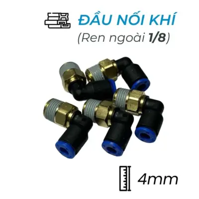 Đầu Nối Nhanh Khí Nén Cong Ø4mm – Ren Ngoài 1/8″ CDC MPL 0401 (Màu Đen)