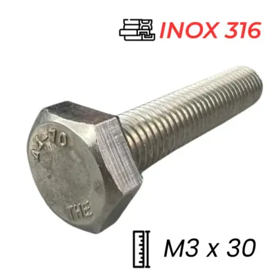 Bulong Inox 316 DIN933 M3x30
