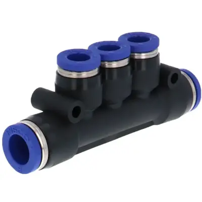 Đầu Nối Nhanh Khí Nén Chữ T 5 Ngã Dạng Nối Giảm Pisco PKG8-6SUS