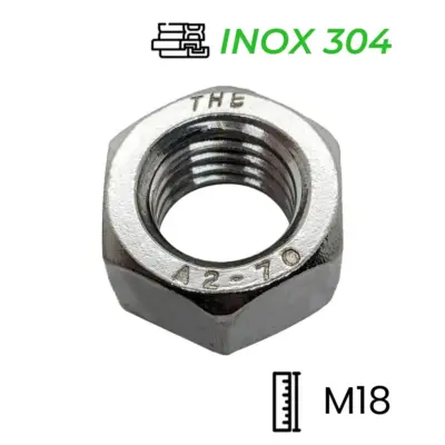 Tán Inox 304 DIN934 M18