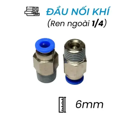 Đầu Nối Nhanh Khí Nén Tự Ngắt Ø6mm – Ren Ngoài 1/4″ CDC SPC 0602