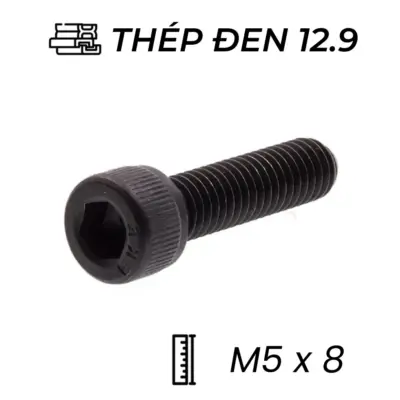 Lục Giác Chìm Đầu Trụ Thép Đen 12.9 DIN912 M5x8 (50Cái/Bịch)