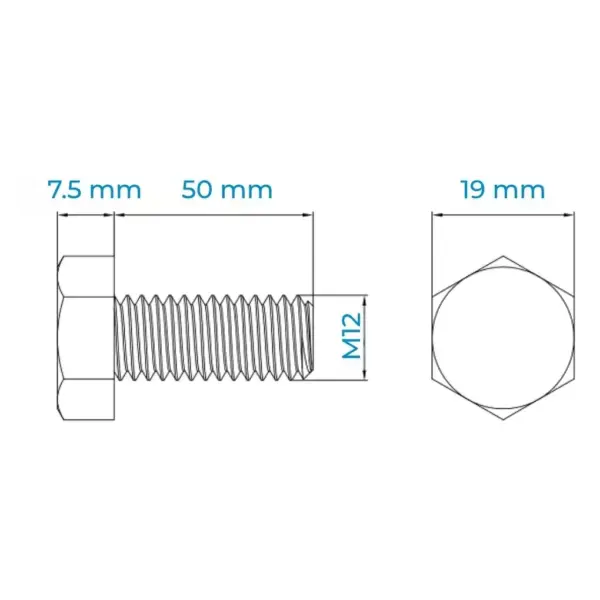 Bulong Thép Đen 8.8 DIN961 M12x1.25×50 Ren Nhuyễn