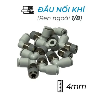 Đầu Nối Nhanh Khí Nén Cong Ø4mm – Ren Ngoài 1/8″ CDC MPL 0401N-W (Màu Trắng)