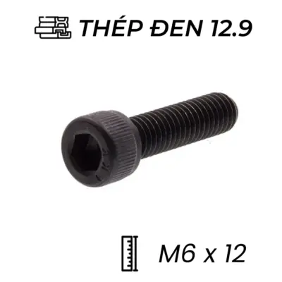 Lục Giác Chìm Đầu Trụ Thép Đen 12.9 DIN912 M6x12