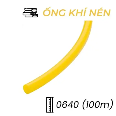 Dây Hơi Khí Nén PU Phi 6 Màu Vàng OD6 x ID4 mm CDC PU 0640 (100m)