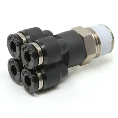 Đầu Nối Nhanh Khí Nén Dạng Chữ Y Bốn Nhánh Ren Ngoài Pisco PRX5/32-N2U