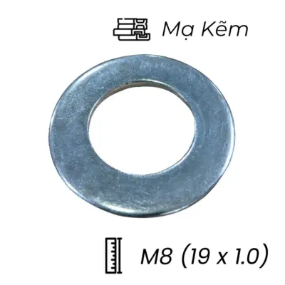 Lông Đền Phẳng Thép Mạ Kẽm M8 (19×1.0)