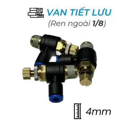 Van Tiết Lưu Khí Nén Ø4mm – Ren Ngoài 1/8″ CDC MSC 0401 (Màu Đen)