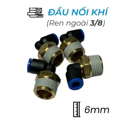 Đầu Nối Nhanh Khí Nén Cong Ø6mm – Ren Ngoài 3/8″ CDC MPL 0603 (Màu Đen)