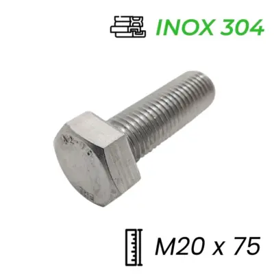 Bulong Inox 304 DIN933 M20x75