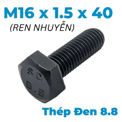 Bulong Thép Đen 8.8 DIN961 M16x1.5×40 Ren Nhuyễn
