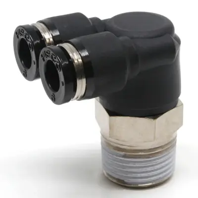 Đầu Nối Nhanh Khí Nén Hai Nhánh Cong 90° Ren Ngoài Pisco PAX3/16-N3U
