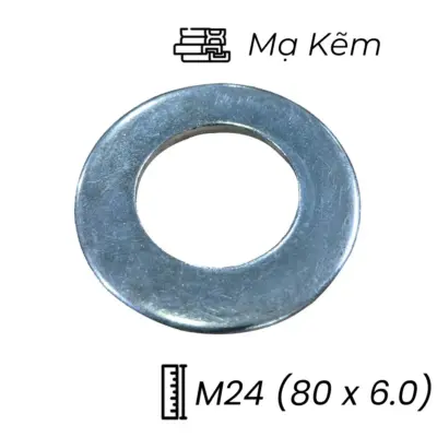 Lông Đền Phẳng Thép Mạ Kẽm M24 (80×6.0)