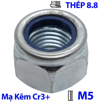 Tán Keo Thép Mạ Kẽm Trắng Cr3+ 8.8 DIN985 M5