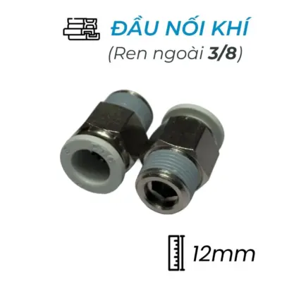 Đầu Nối Nhanh Khí Nén Ø12mm – Ren Ngoài 3/8″ CDC MPC 1203N-W (Màu Trắng)