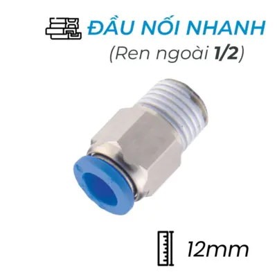 Đầu Nối Nhanh Khí Nén Ø12mm – Ren Ngoài 1/2″ CDC MPC 1204 (Màu Xanh)