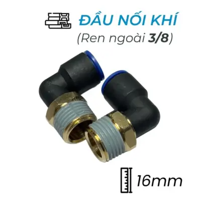 Đầu Nối Nhanh Khí Nén Cong Ø16mm – Ren Ngoài 3/8″ CDC MPL 1603 (Màu Đen)