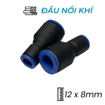 Đầu Nối Nhanh Khí Nén Giảm Ø12x8mm CDC MPG 1208 (Màu Đen)